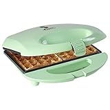 Bestron Brüsseler Waffeleisen im Retro Design, Waffelmaker für 2 belgische Waffeln, mit Antihaftbeschichtung & Backampel, 700 W, Farbe: Mint