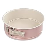 Dr. Oetker Springform Ø 20 cm mit Flachboden, runde Kuchenform Modern Baking - Retro Design mit zweifarbiger, keramisch verstärkter Premium-Antihaftbeschichtung (Farbe: Rosa/Creme), Menge: 1 Stück