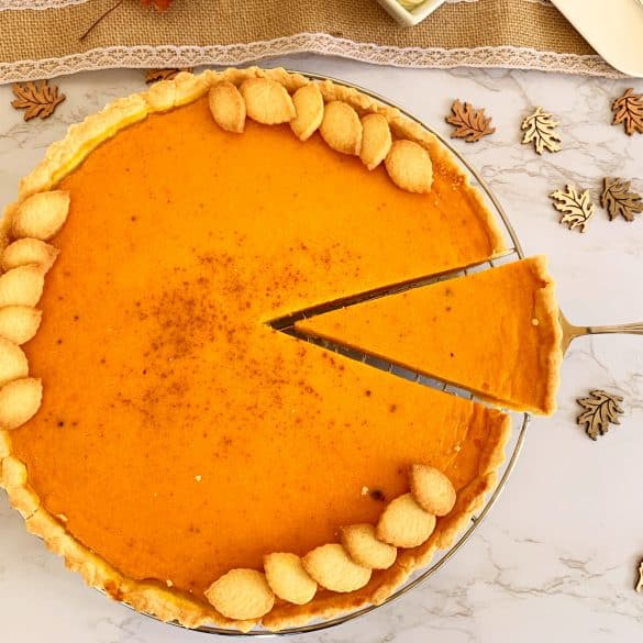 Pumpkin Pie, angeschnitten mit Sicht von oben