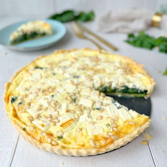 Spinat-Feta-Quiche angeschnitten