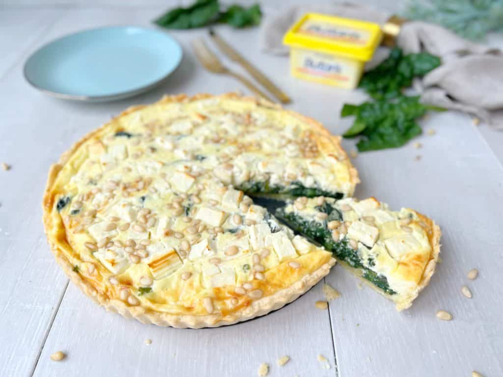 Spinat-Feta-Quiche mit Mürbeteig