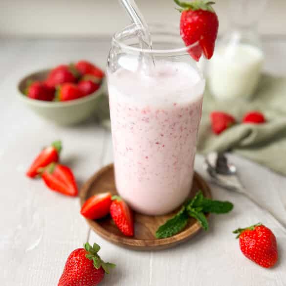 Erdbeer Milchshake im Glas