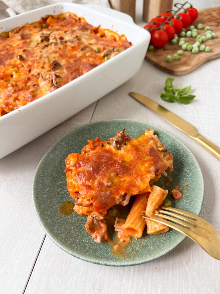 Rigatoni al Forno mit Gabel