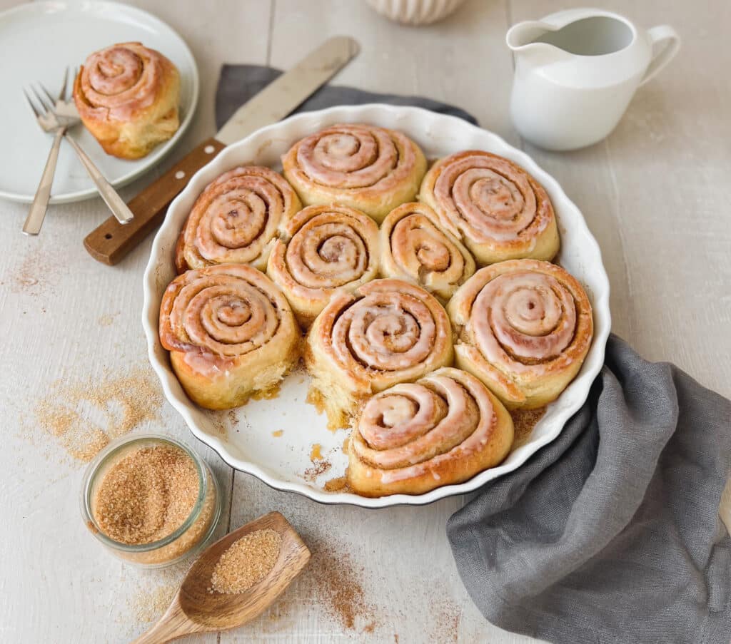 Vegane Zimtschnecken von oben