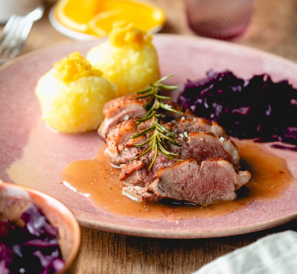 Entenbrust mit Rotkohl