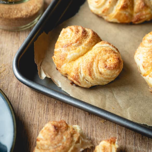 Franzbrötchen aus Blätterteig von oben