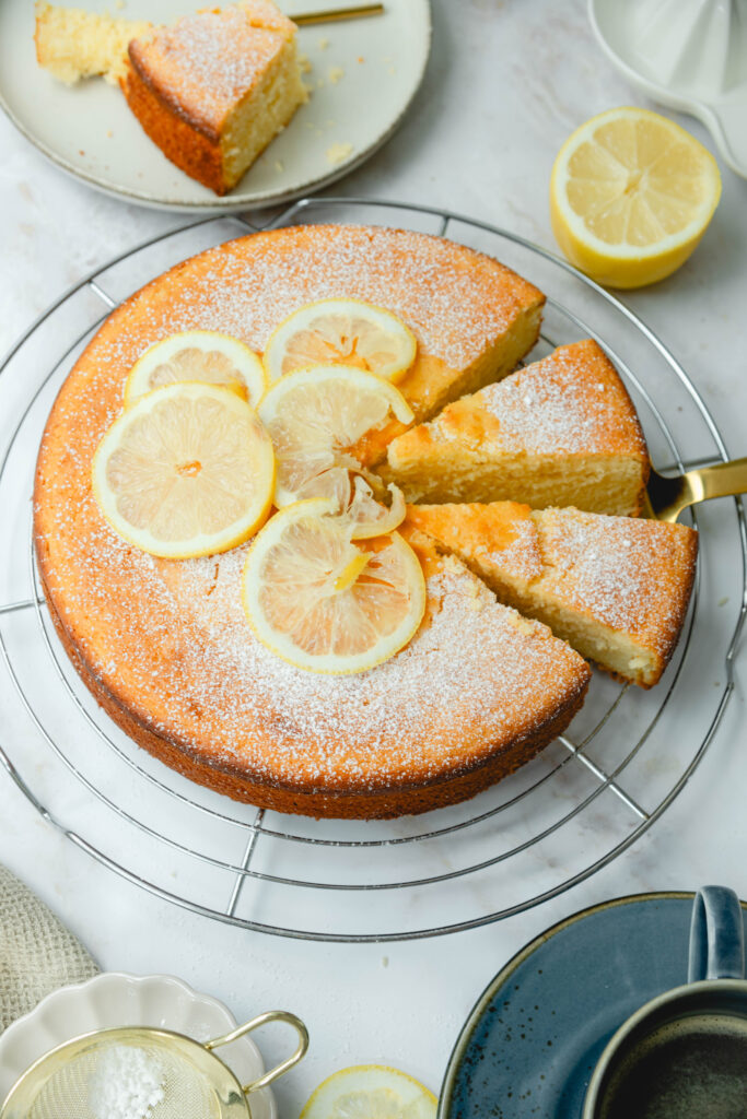 Zitronen-Ricotta-Kuchen von oben