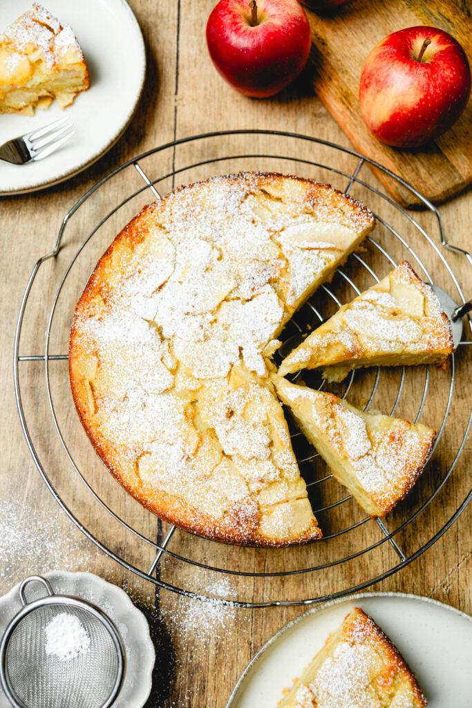 Französischer Apfelkuchen von oben