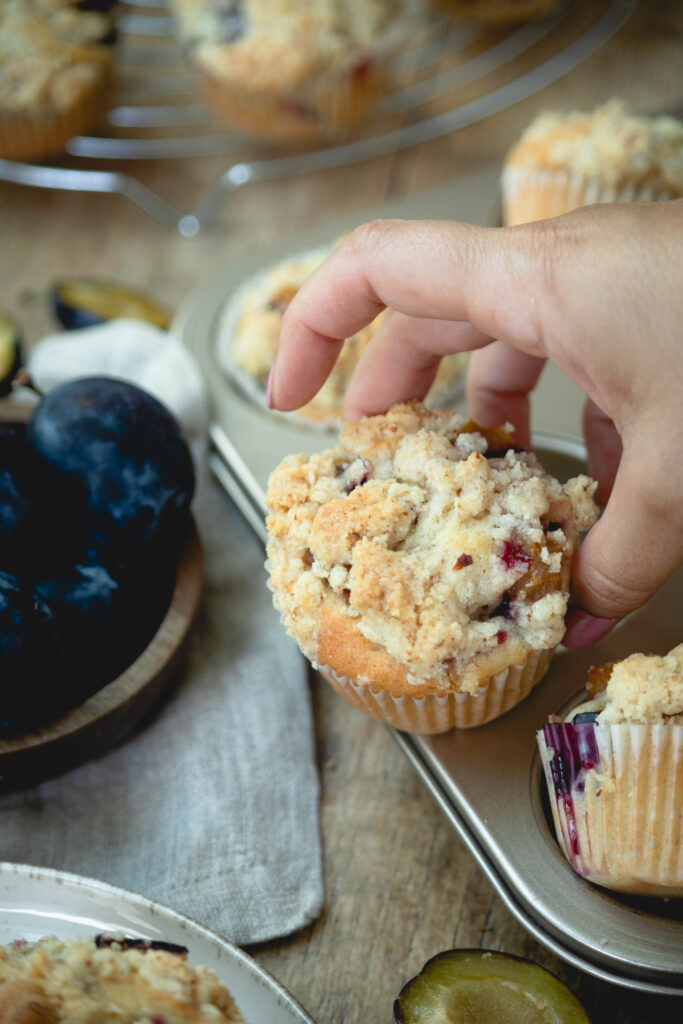 Zwetschgen Muffins Hand